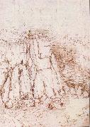 LEONARDO da Vinci A rock gorge oil painting